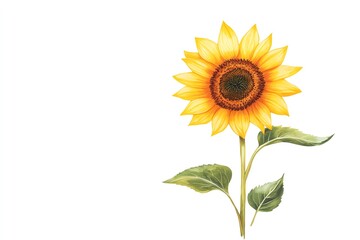 Obraz premium Illustrate a minimalist eye-level angle of a vibrant, blooming sunflower