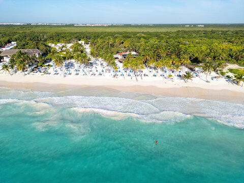 Aerial View of Playa Para&iacute;so, Tulum, Quintana Roo, Mexico