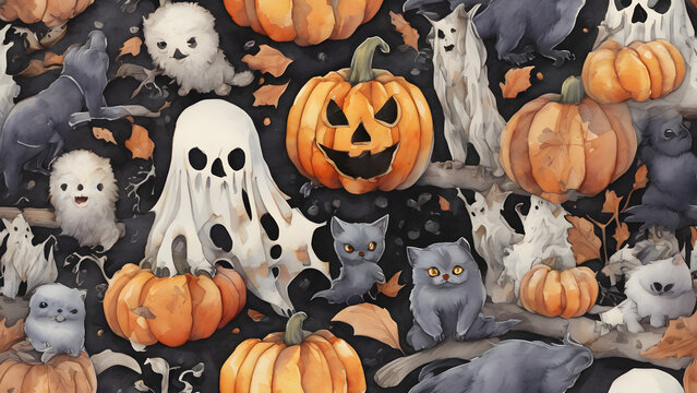 Cute Halloween background, Unique Halloween wallpaper, Halloween day concept background, ai generated