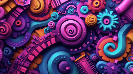 A highly detailed surreal abstract landscape featuring vibrant, organic shapes and intricate patterns in a spectrum of colors, evoking an otherworldly, alien environment.
