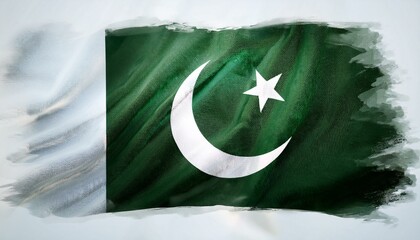 Pakistani flag watercolor illustration 