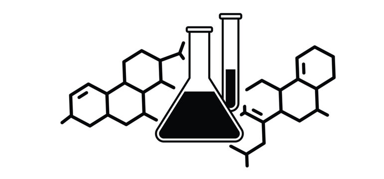 Stop, no hormones, no antibiotics. Natural product. Healthy fresh nutrition or Organic natural. Food Without hormone. Chemical structure, structural formulas cell. Non Added, additives free