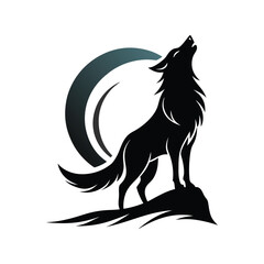 Moonlit Wolf Silhouette Flowing Elegance