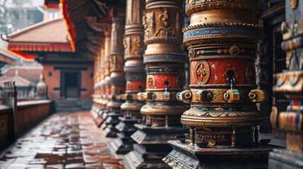 Fototapeta premium Nepalese prayer wheel in a temple