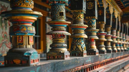 Nepalese prayer wheel in a temple