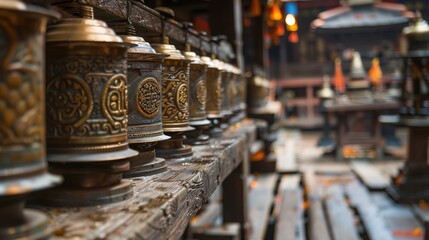 Obraz premium Nepalese prayer wheel in a temple