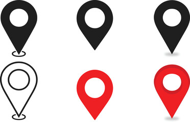 Location icon, Modern map markers, GPS location symbol collection, Set of map pin location icons, vector, on a whiteboard