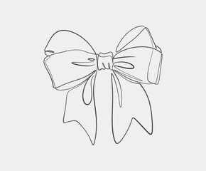 A simple and elegant continuous line drawing of a bow, capturing minimalism and grace in a single fluid stroke.