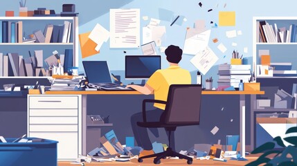 A Man's Messy Workspace