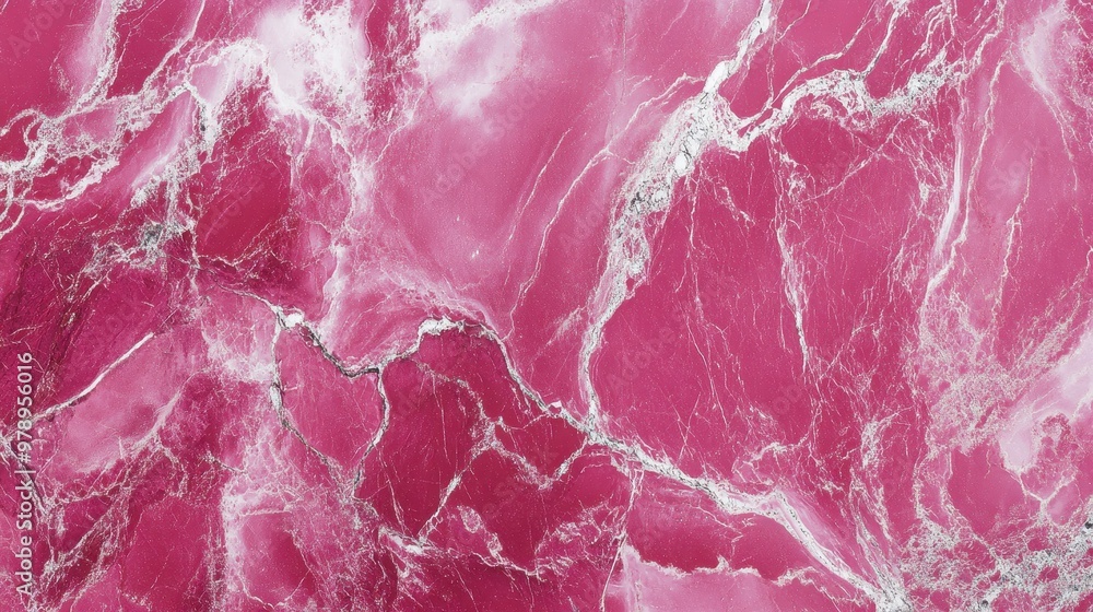 Poster a close-up view of vibrant pink marble with intricate veining patterns.