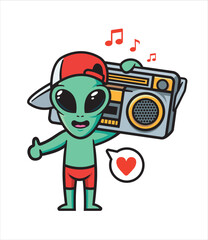 Alien mascot character design vector