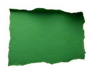 dunkel grünes Papier herausgerissen isoliert auf weißen Hintergrund, Freisteller 