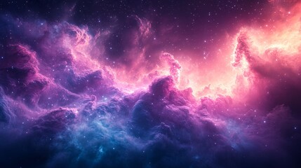 Naklejka premium Cosmic Nebula Clouds with Stars and Galaxies