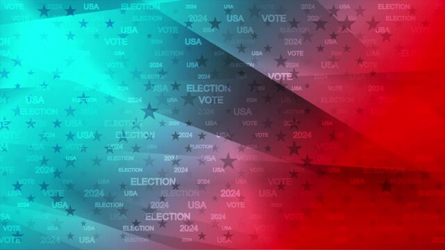 Bright red blue abstract background for the US presidential election 2024. Seamless looping minimal glossy motion design. Video animation Ultra HD 4K 3840x2160