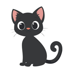 Cute Black Cat Halloween Vector Design Element, Cute Halloween Cat Vector Clipart Design.