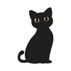 Fototapeta premium Cute Black Cat Halloween Vector Design Element, Cute Halloween Cat Vector Clipart Design.