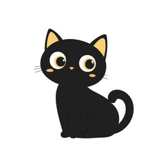Cute Black Cat Halloween Vector Design Element, Cute Halloween Cat Vector Clipart Design.