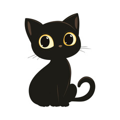 Fototapeta premium Cute Black Cat Halloween Vector Design Element, Cute Halloween Cat Vector Clipart Design.