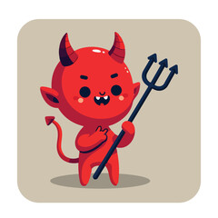 Cute Devil with a Pitchfork
