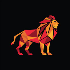 Majestic Angular Lion Geometric Power