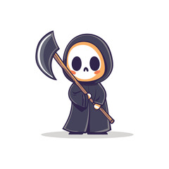 Obraz premium Cute Grim Reaper Halloween Vector Design Element, Halloween Grim Reaper Clipart.