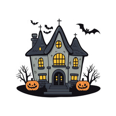 Halloween Haunted House Vector Design Elemen.