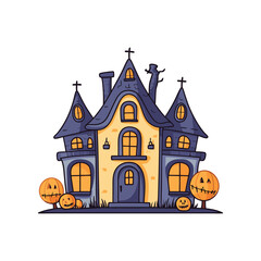 Halloween Haunted House Vector Design Elemen.