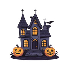 Halloween Haunted House Vector Design Elemen.
