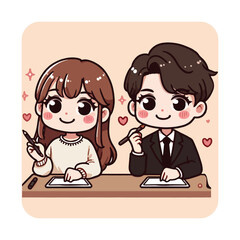 Cute couple is eating together