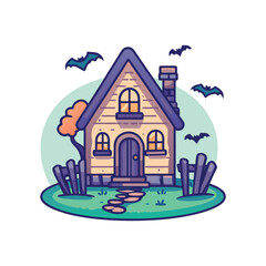 Halloween Haunted House Vector Design Elemen.