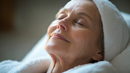 Happy Elderly Woman at a Luxury Spa