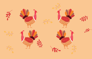 Colorful Thanksgiving turkey illustration on a warm background