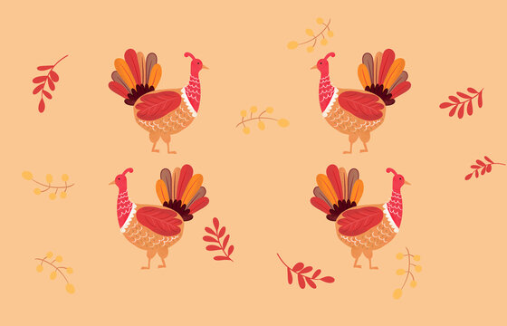 Colorful Thanksgiving turkey illustration on a warm background