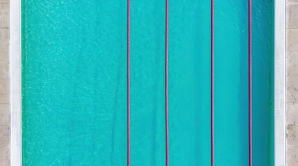 Vibrant Turquoise Swimming Pool with Red Divider Lines