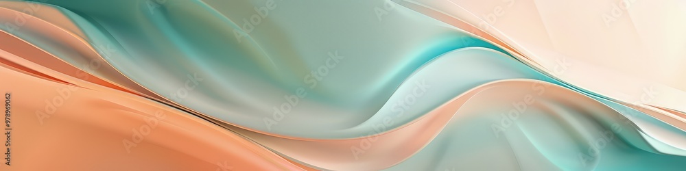 Poster an elegant 3d abstract background featuring smooth curves and gentle gradients in shades of peach an