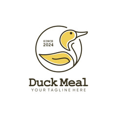 Duck logo with design style line art, logo for duck meat shop, restaurant, bistro, cafe