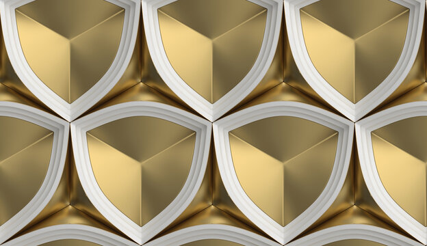 Luxurious gold and white geometric pattern with triangles