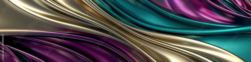 Poster an elegant 3d abstract background featuring symmetrical patterns and fluid gradients in shades of de