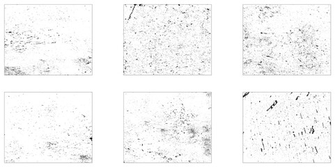 Grunge overlay textures with dust grain isolated on white background vector. Set of Black and white grunge. Distress overlay texture. Surface dust and rough dirty wall background concept.