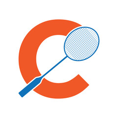 Badminton Logo combine with letter C vector template