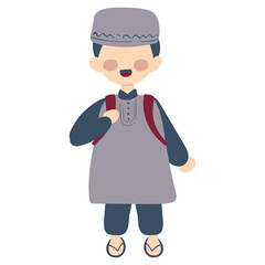 Muslim Boy or Kid Character Illustration