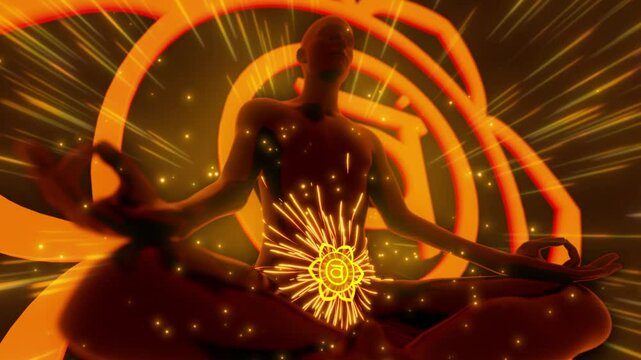 cyclic 3D rendering. Svadhishthana chakra in esotericism. 