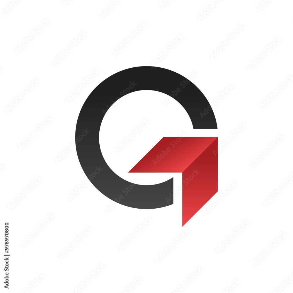 Poster simple letter g logo design with an arrow on the side pointing up.