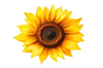 Fototapeta premium Illustrate a minimalist eye-level angle of a vibrant, blooming sunflower