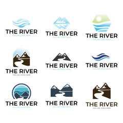 Fototapeta premium Set of river creek logo vintage vector icon illustration