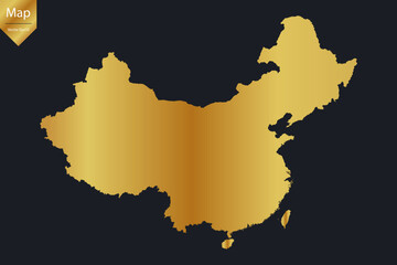 Obraz premium Abstract - High Detailed Gold Map of China. Vector illustration eps10. 