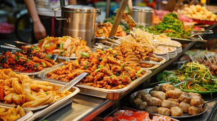 Obraz premium Asian street food wallpaper