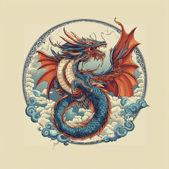 Fototapeta premium chinese dragon on the wall