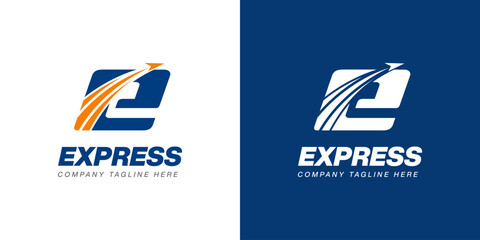 logo express logistic transportation, express fast service logistic concept logo design template
