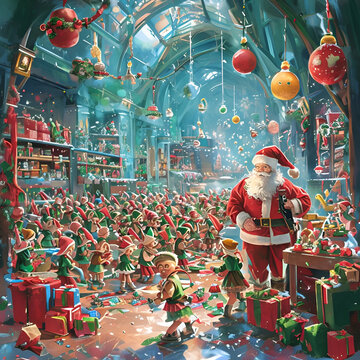 santa claus with christmas gifts